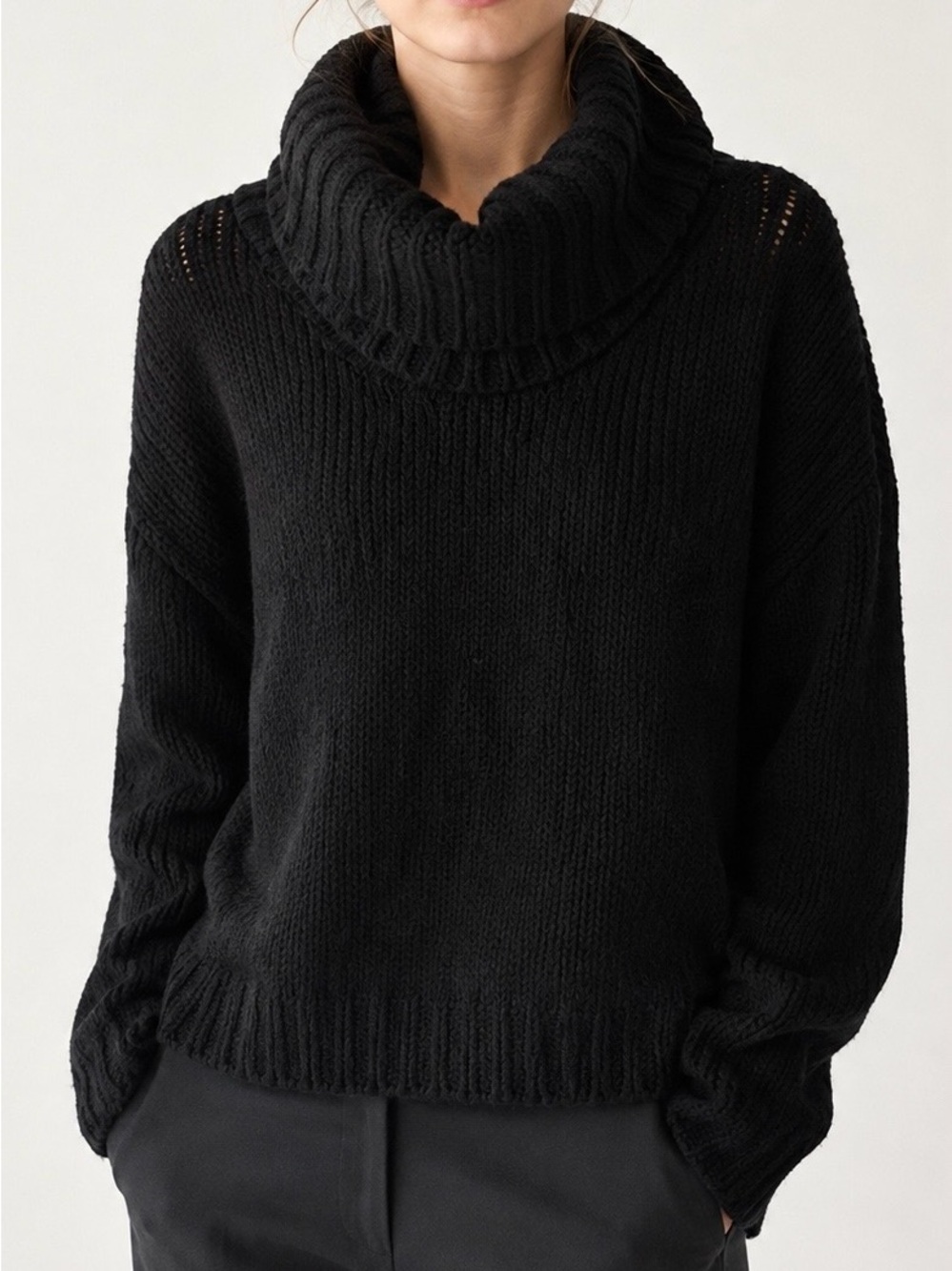 Pilcro Black Turtleneck Ribbed Pullover Sweater Refined Minimalism XS